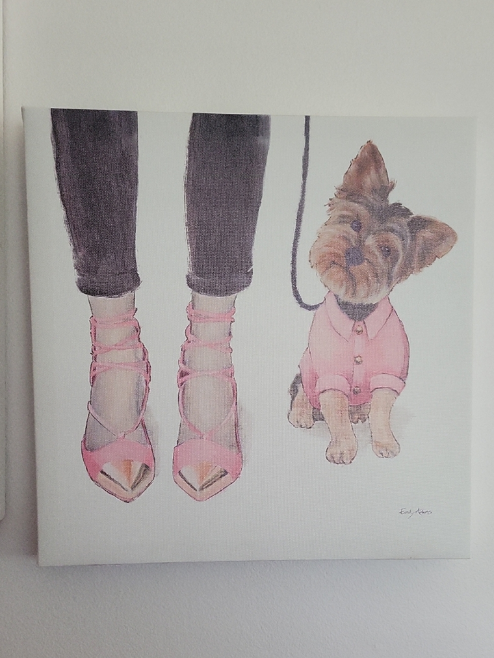 Pink Shoes & Pup Wall Art Canvas